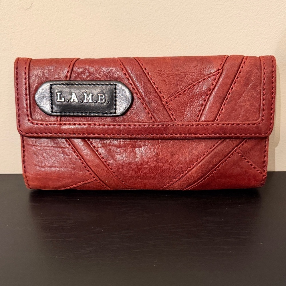 L.A.M.B. Red Quilted Leather Wallet